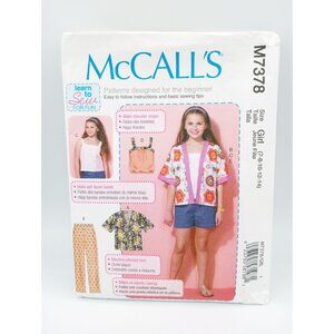 Pattern M7378 McCall's Tween Girls Plus Sewing Jacket Pants Shorts Tank Uncut